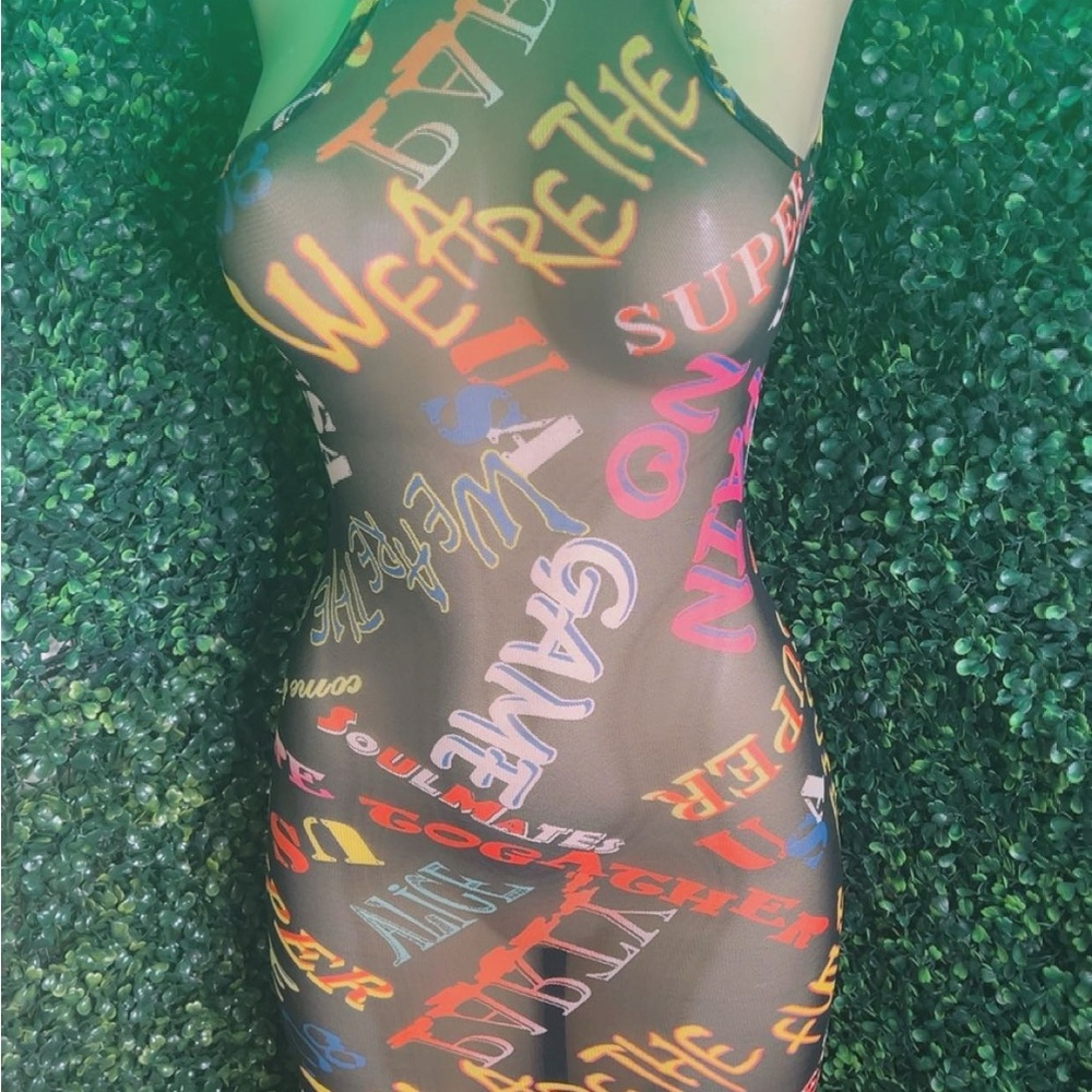 Colorful Graphic Print Mini Dress